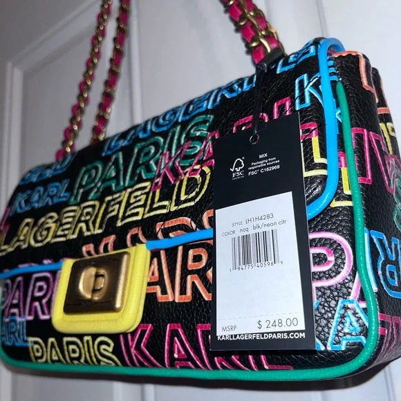 Karl Lagerfeld: Neon Paris Agyness Convertible Shoulder Bag - Picture 5 of 14